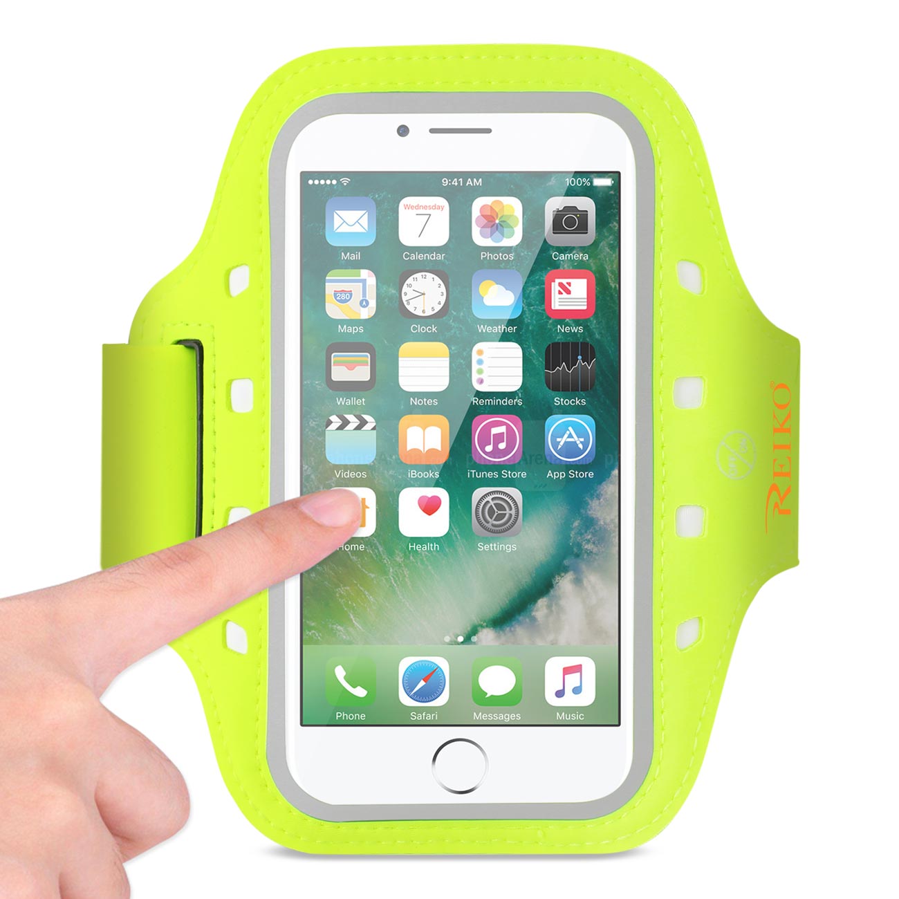 REIKO RUNNING SPORTS ARMBAND FOR 5.5 INCHES DEVICE WITH LED IN GREEN (5.5x5.5 INCHES) SAB05-UNI55GR